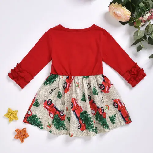 

Christmas Toddler Kid Baby Girl 6M-5T Xmas Printed Party Pageant Dress Clothes Outfit