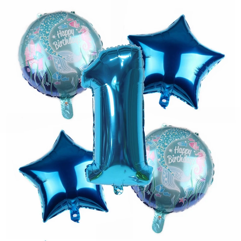 5 шт. 32-дюймовые круглые Мультяшные шарики Ариэль принцесса Русалка