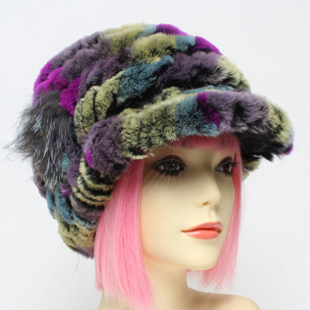 Зимняя женская шуба с натурального шапки из меха кролика рекс теплая Женская 100%