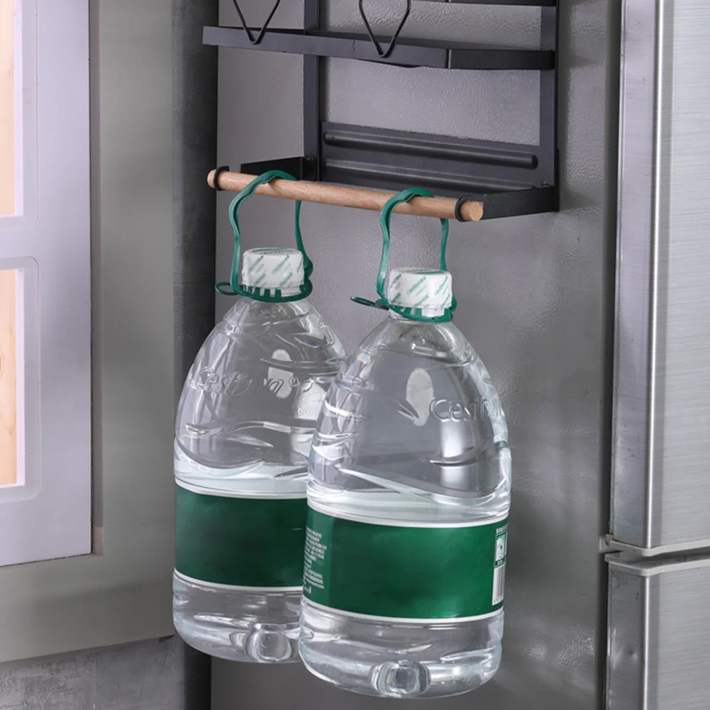 

Home Bathroom Kitchen Supplies Easy Install Shelf Spice Refrigerator Organizer Magnetic Storage Rack Carbon Steel With Hooks