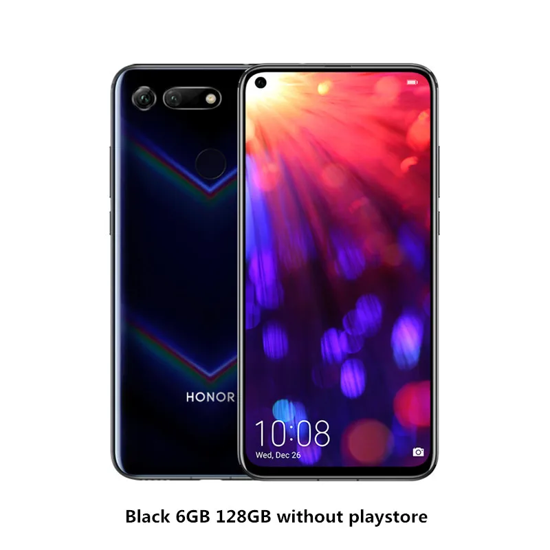 Black 6G128G No P Honor View 20 смартфон V20 6," Fullview 4000 мАч SuperCharge Kirin 980 Восьмиядерный Android 9 45MP AI камера OTG NFC мобильный телефон - Цвет: Black 6G128G No P