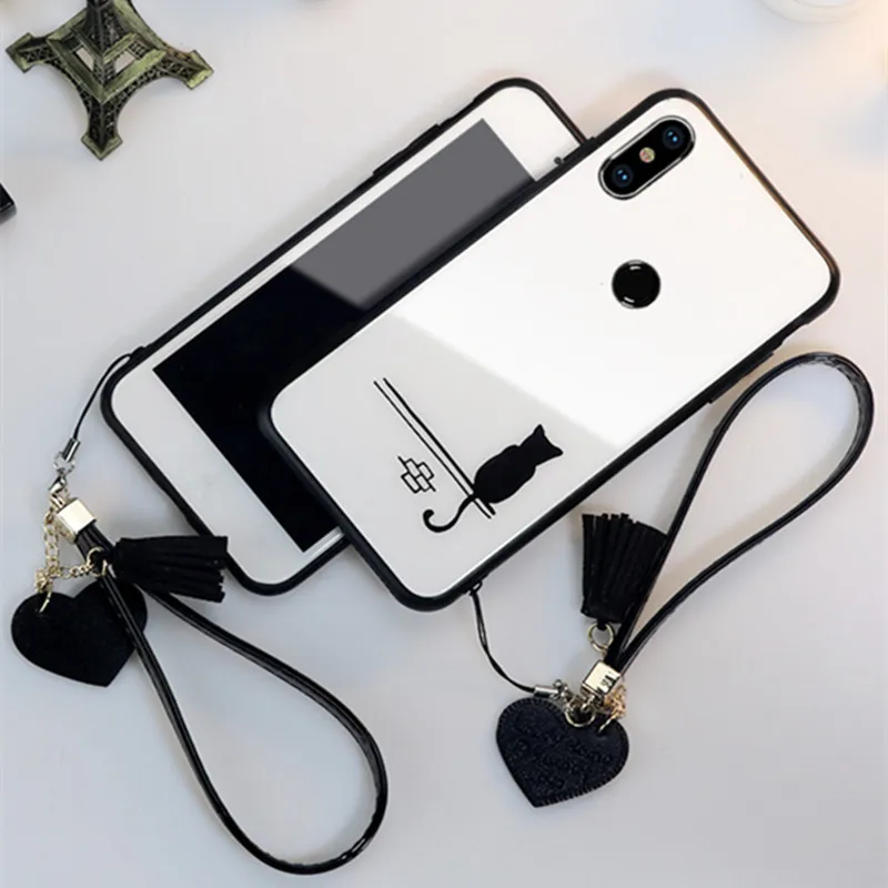 BONVAN чехол с мультяшным котом для Xiaomi Mi Mix 2 2s 3 Закаленное стекло Жесткий Чехол Max