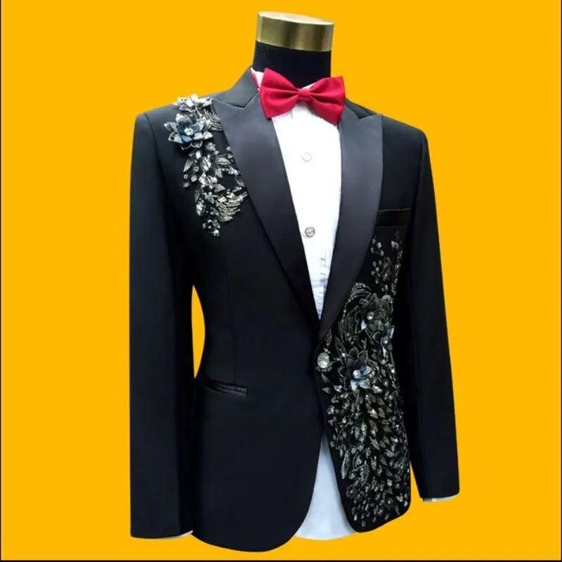 Горячая 2021 Новинка весны для мужчин размера плюс черный костюм жениха свадебное