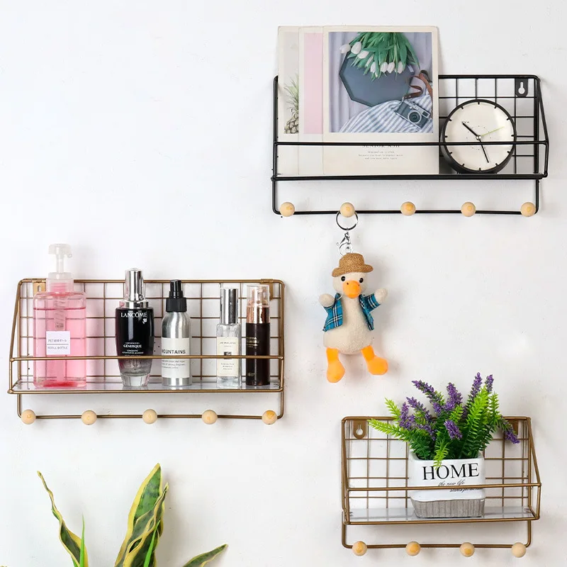 Nordic Ins Home Living Room Wall Iron Art Wooden Small Ball Hook Rack DIY Decoration Porch Kitchen Storage Organizer | Дом и сад