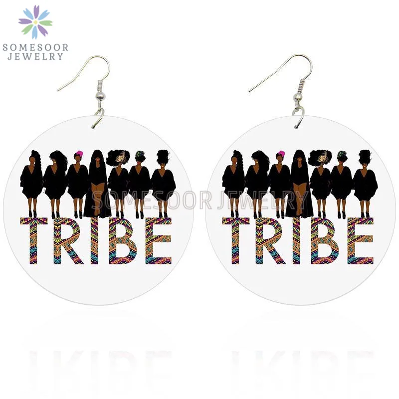 SOMESOOR племя леди сестры афро вьющиеся волосы женщина деревянные висячие серьги