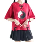 Женская футболка с принтом в китайском стиле Инь-Янь, Багуа, Лиса, традиционная уличная одежда в стиле Харадзюку для девочек-подростков, футболка с коротким рукавом