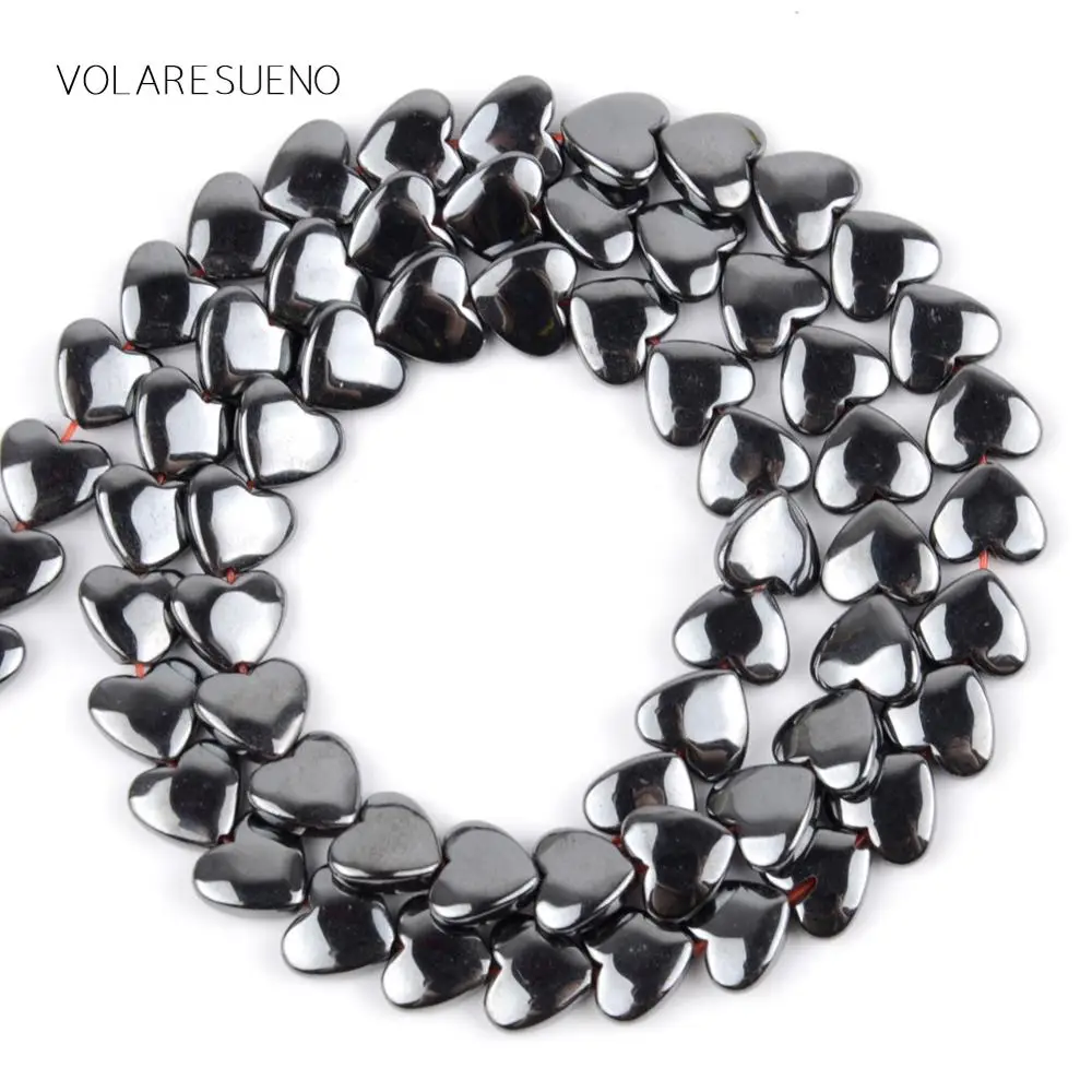 Черный любящее сердце гематит камень свободные бусины 15 &quotнитка Палочки 6x5 мм 8*6