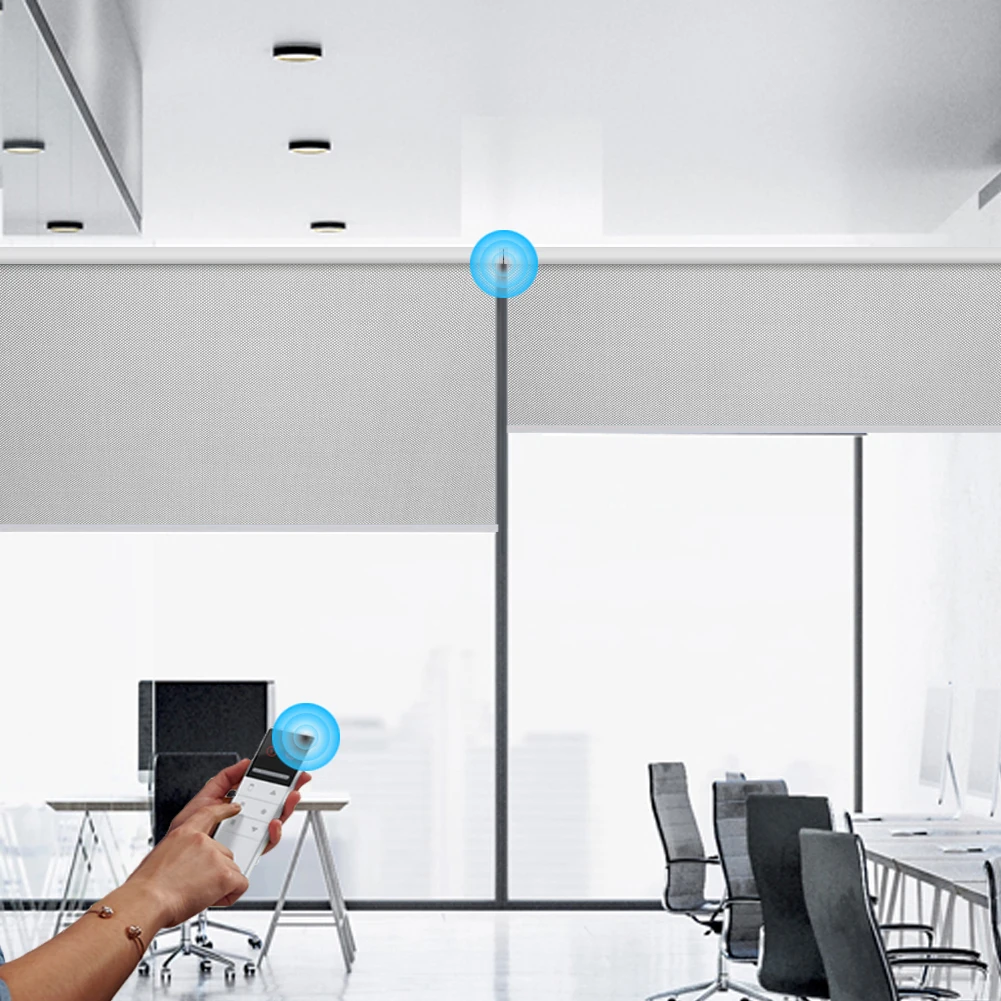 Жесткий-проводной моторизованные шторы на роликах высокое Класс Саншайн ткани