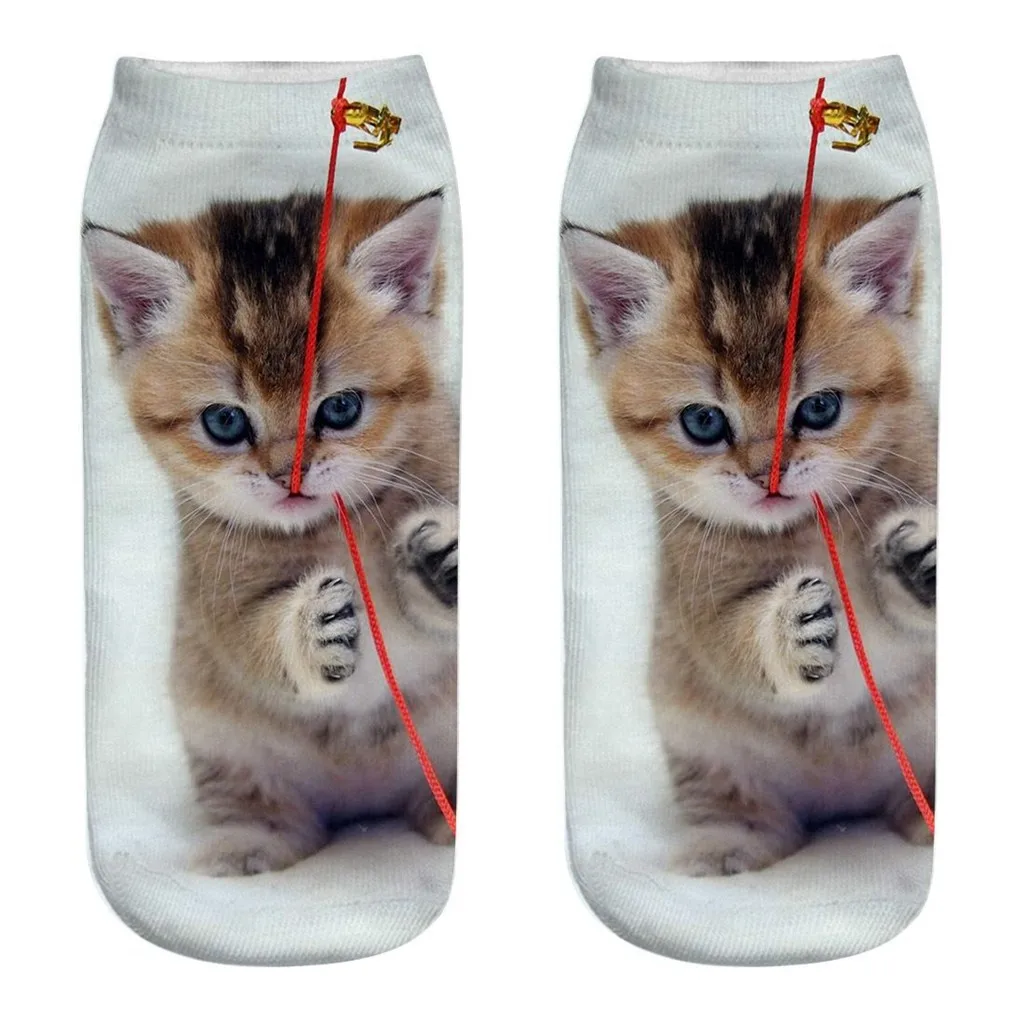 Летние женские носки с объемным рисунком Новинка безумные забавные котом милые