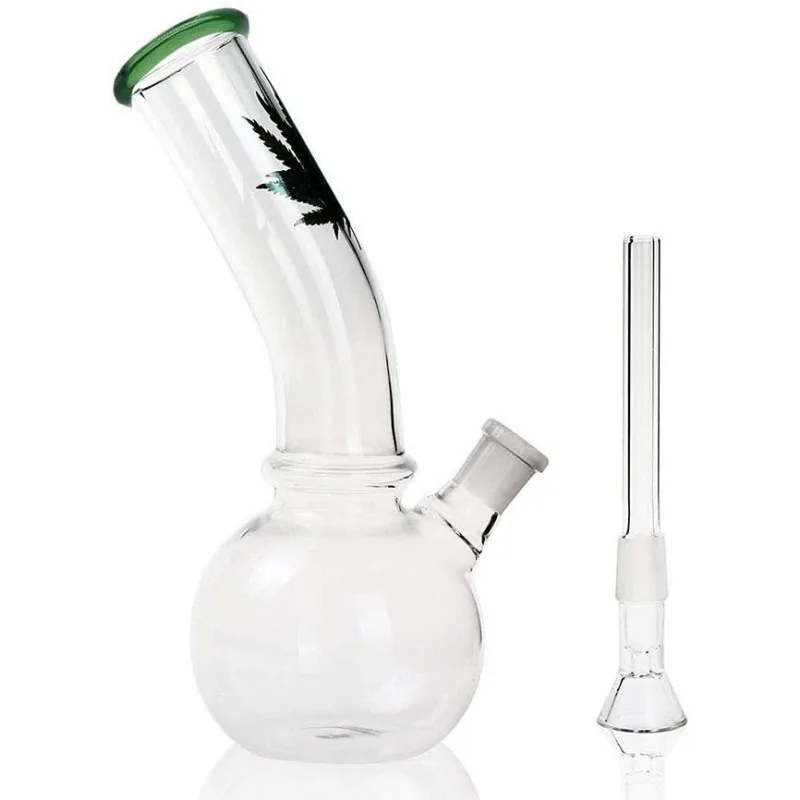 

8" Leaf Printing Clear Glass Vase for Home Decor