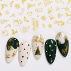 3D наклейки для ногтей, 1 лист, Рождественская бронзовая Снежинка для Золотой Серебряный ноготь, декоративные наклейки для ногтей