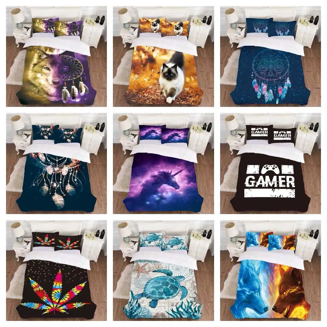 Комплект постельного белья с 3d Цифровым принтом единорога 2/3 шт. пододеяльник 1 +