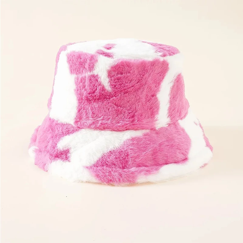 Панама зимняя плюшевая с коровьим принтом складная теплая шапка унисекс мягкая