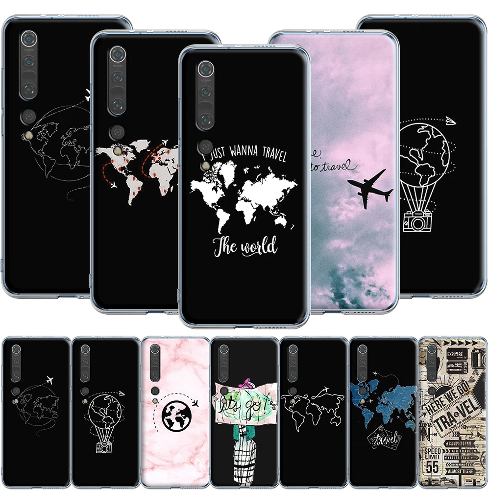 Силиконовый чехол с картой мира для путешествий Xiaomi MI Note 10 A3 A2 A1 9T 9 8 6 Max 3 SE Pro Lite