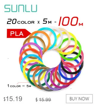 SUNLU PLA нити 10 м/цвет для 3D ручки заправка 1,75 мм 3D материал для рисования 10 м/упаковка