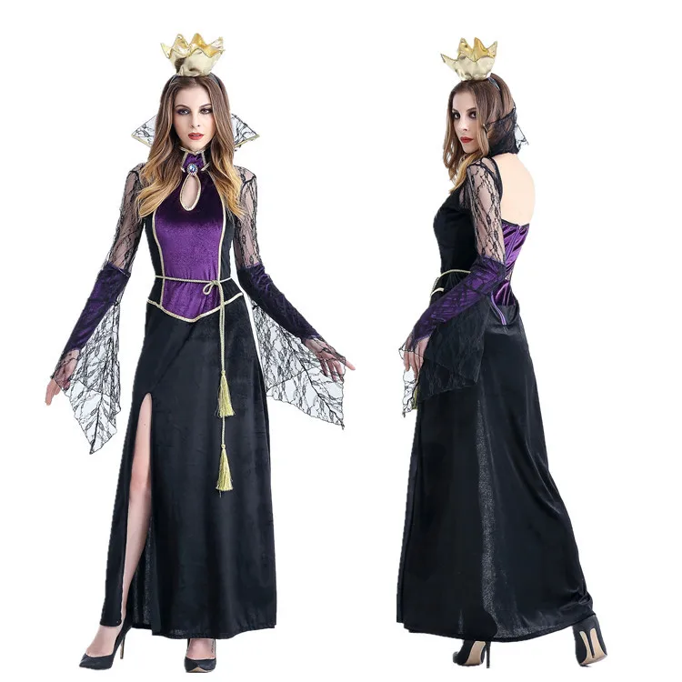 

Deluxe Womens Royal Queen Elite Costume Women Halloween Vampire Costumes Party Long Dress Fairy Tale Costumes