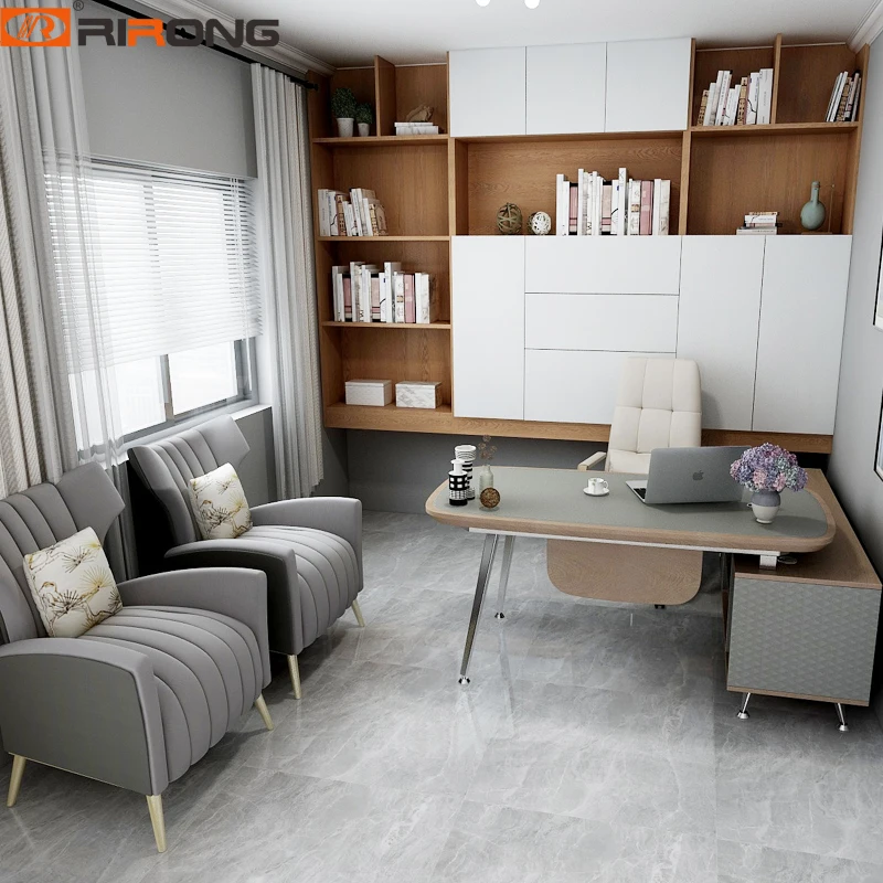 Modern Elegant Furniture Design Home Study Table Wood Leather Small Grey Little Work Laptop Desk Writing Set |