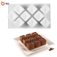 9 cavity square 3d mousse cake silicone mold for kitchen baking diy fondant jelly pudding pastry bakeware candle making decor to