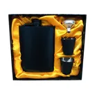 8 унций 188 нержавеющая сталь водка Бутылка для виски фляжка в подарочной коробке набор спиртовой воронки для ликера фляга с новыми черными чашками