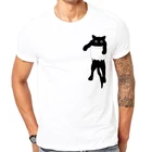 Футболка мужская с принтом, модная Повседневная Удобная рубашка, Модный популярный черный топ с карманом кошки, лето 2021
