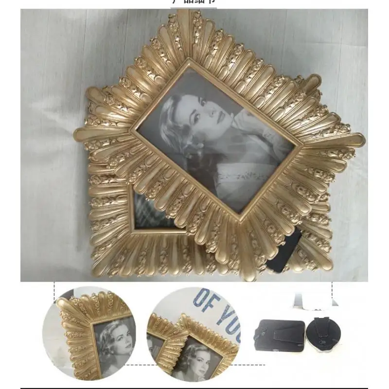 

Retro Square Creative Resin Photo Frame Geometric Stereo Photo Frame Studio Study Decoration Table Wedding Picture Frame