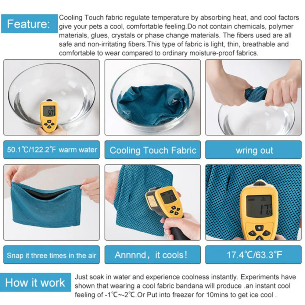 Охлаждающий ошейник для собак яркий ледяной охлаждающий бандана шарф летние