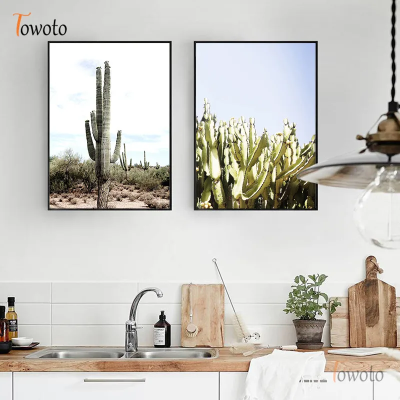 Растительный постер С КАКТУСОМ суккулентный принт пустынный пейзаж настенные