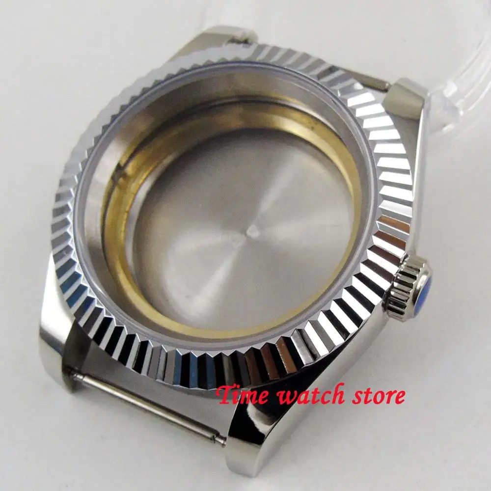 Роскошный 40 мм сапфировое стекло с лупой даты из нержавеющей стали 316L чехол для