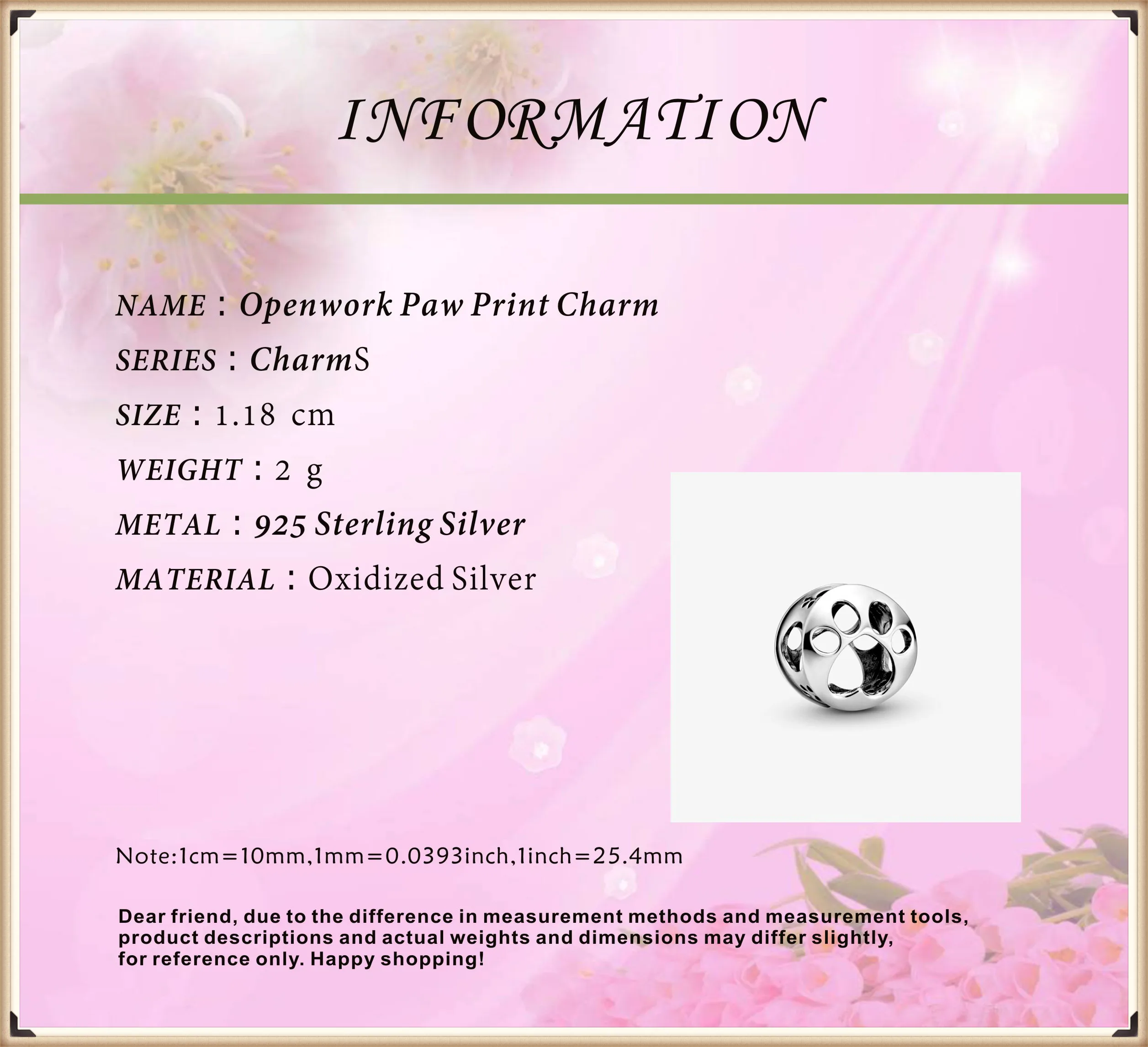 

2020 Spring New 925 Sterling Silver Beads Openwork Paw Print Charm fit Original Pan Bracelets Women Fashion DIY Jewelry Gift