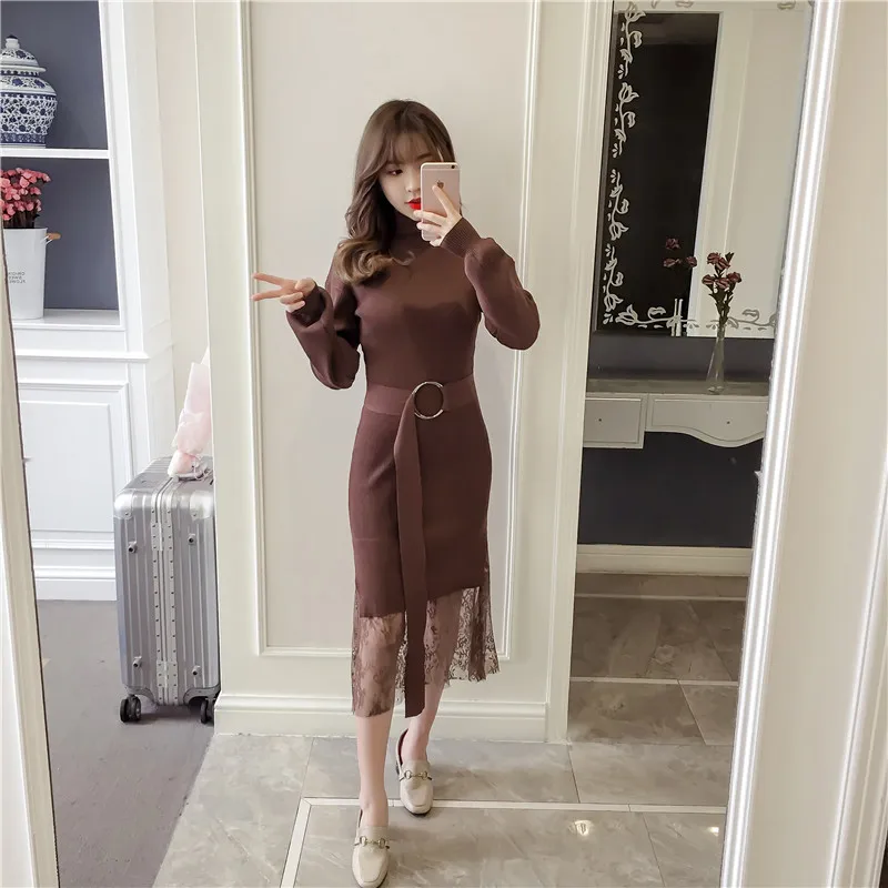 Новинка 2019 осенне-зимнее женское модное повседневное Сексуальное Женское Платье