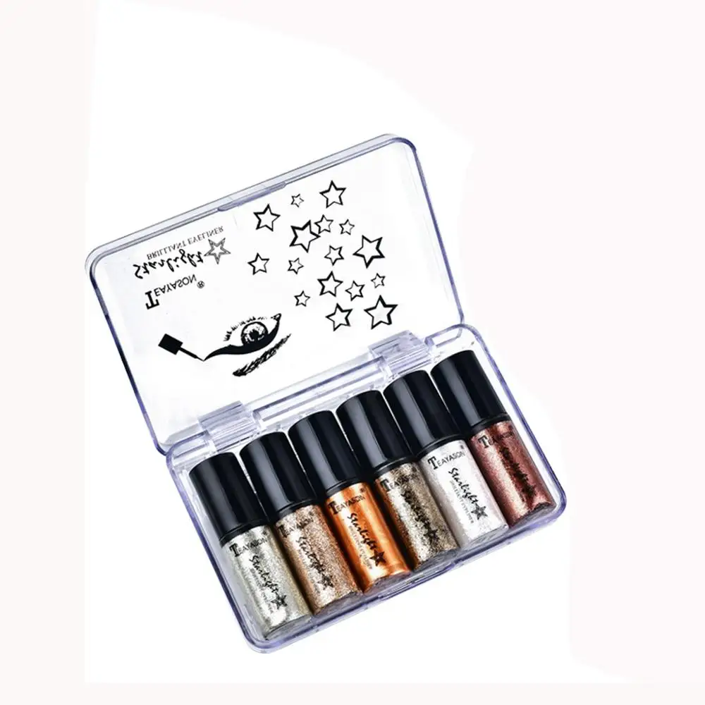 6PCMetallic блеск Сияющие тени для век Comestics блеск для губ Жидкость длительного эффекта тени для век макияж тени для век великолепные металлы блеск