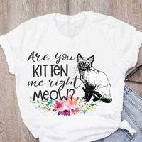 women cat mother flower floral pet short sleeve fashion summer lady 90s ladies printing print clothes lady tees female t shirt