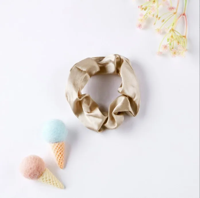 

Fashion Women Scrunchy Charmeuse Hair Bands 100 Pure Silk Head Rope Rubber Girl Accessories Soft Care