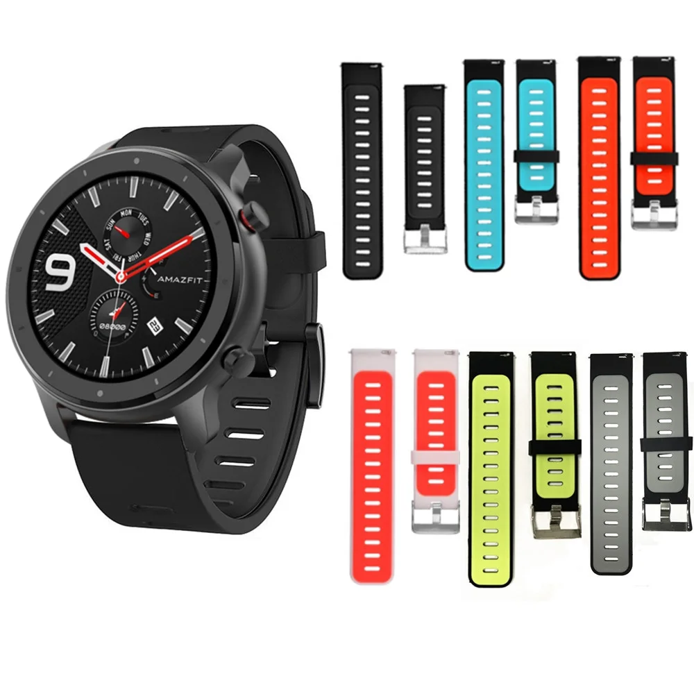 22 мм спортивный силиконовый браслет для Xiaomi Huami Amazfit Bip BIT PACE Lite Youth Amazfit GTR Смарт часы сменный ремешок 47 мм