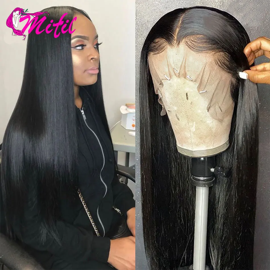 

Remy Peruvian Human Hair Lace Front Wigs Black Women 13x4 Straight Hair Lace Wigs Natural Black Medium Brown Lace Plucked Wigs