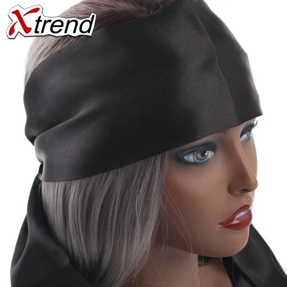 Xtrend атласный край шарфы для волос Нескользящая повязка на голову парики головная повязка для йоги черный головной убор из полиэстера для парика