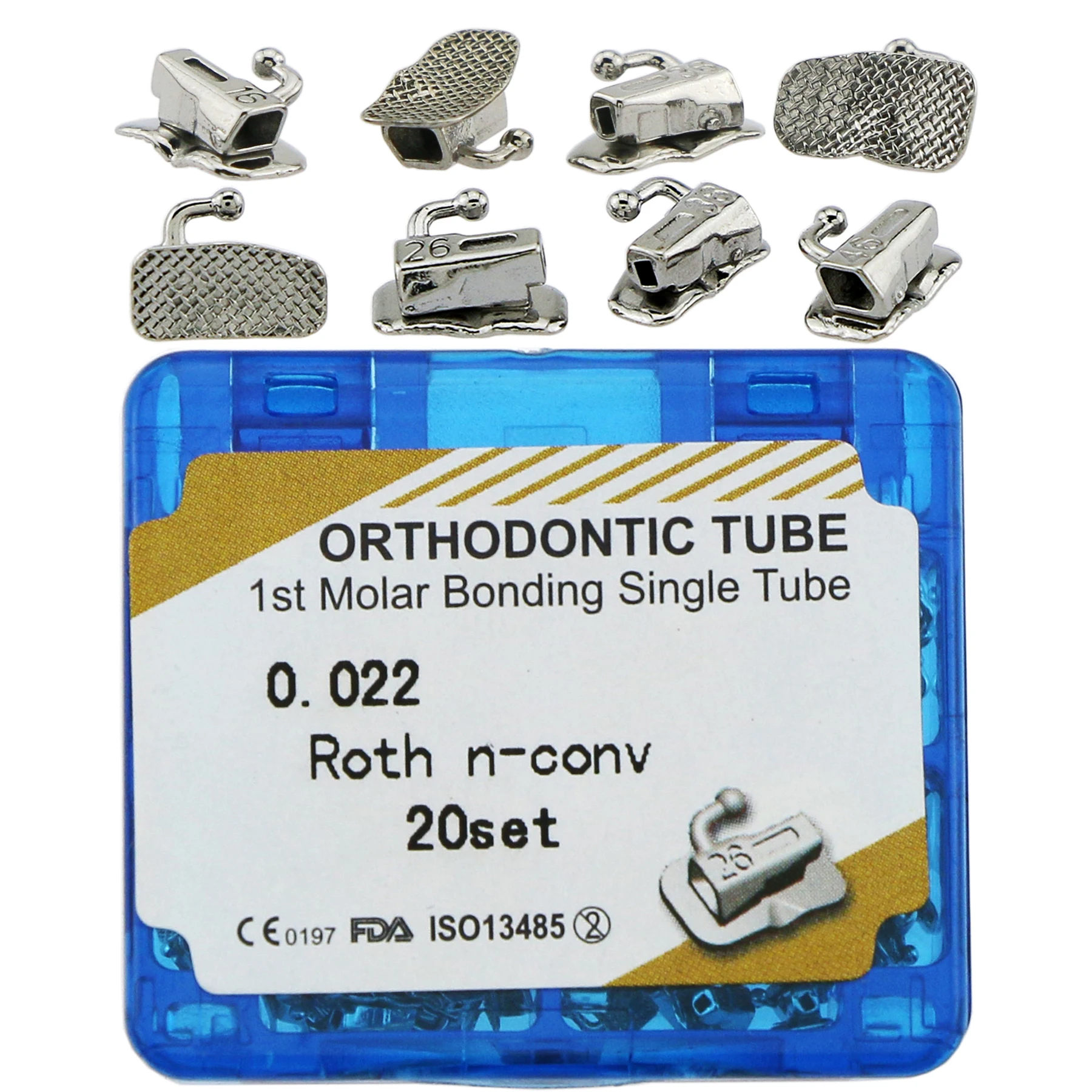 

Dental Orthodontic Non-Conv Bondable Buccal Tubes ROTH 0.022 1st Molar 80 pcs/20 Set