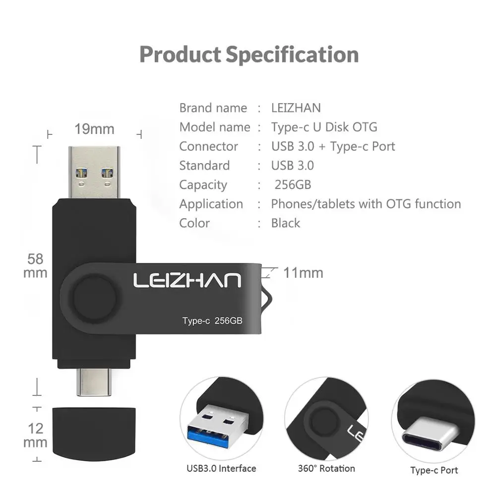 USB флеш накопитель LEIZHAN OTG 3 0 для Samsung S10 S9 S8 Google Pixel XL Huawei P30 P20 Type c|USB флэш-накопители| |