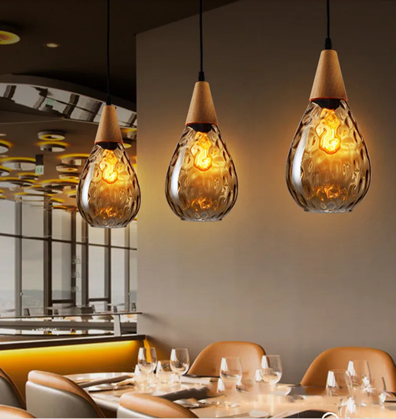 Скандинавская креативная домашняя люстра стеклянная цветная лампа в форме капли