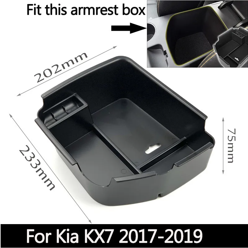 FOR KX7 Автомобильные аксессуары, центральный подлокотник, ящик для хранения, лоток для KIA K2 Rio K3 K4 Cachet K5 KX3 Sporage QL KX5 KX7 Forte Sorento BORREGO - Название цвета: FOR KX7