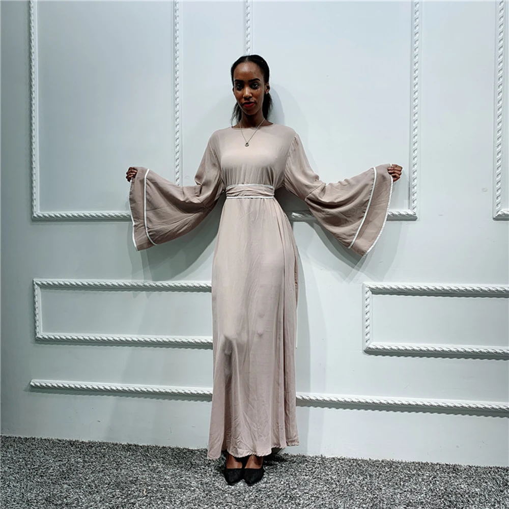 khaki dress Кафтан абайя Дубай, Турция хиджаб мусульманское платье Саудовская Арабская африканская платья для женщин Кафтан Исламская одежда Elbise Robe Vestidos - Цвет: khaki dress