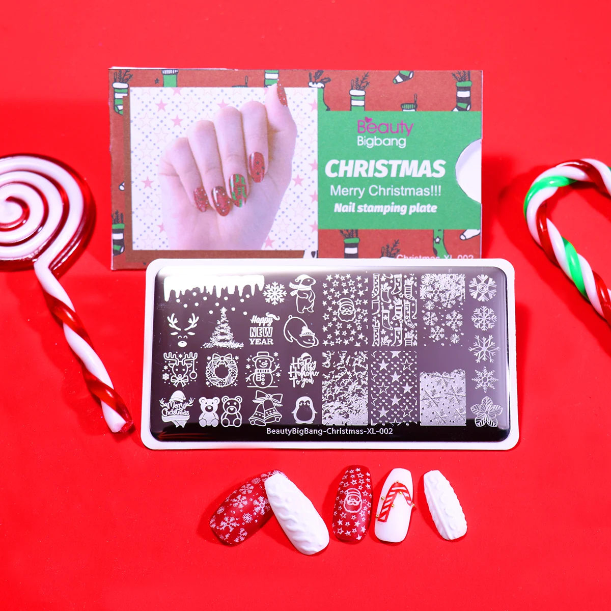 BeautyBigBang Christmas Theme Nail Stamping Plate DIY Snowflake Santa Claus Xmas Tree Art Image Template | Красота и здоровье