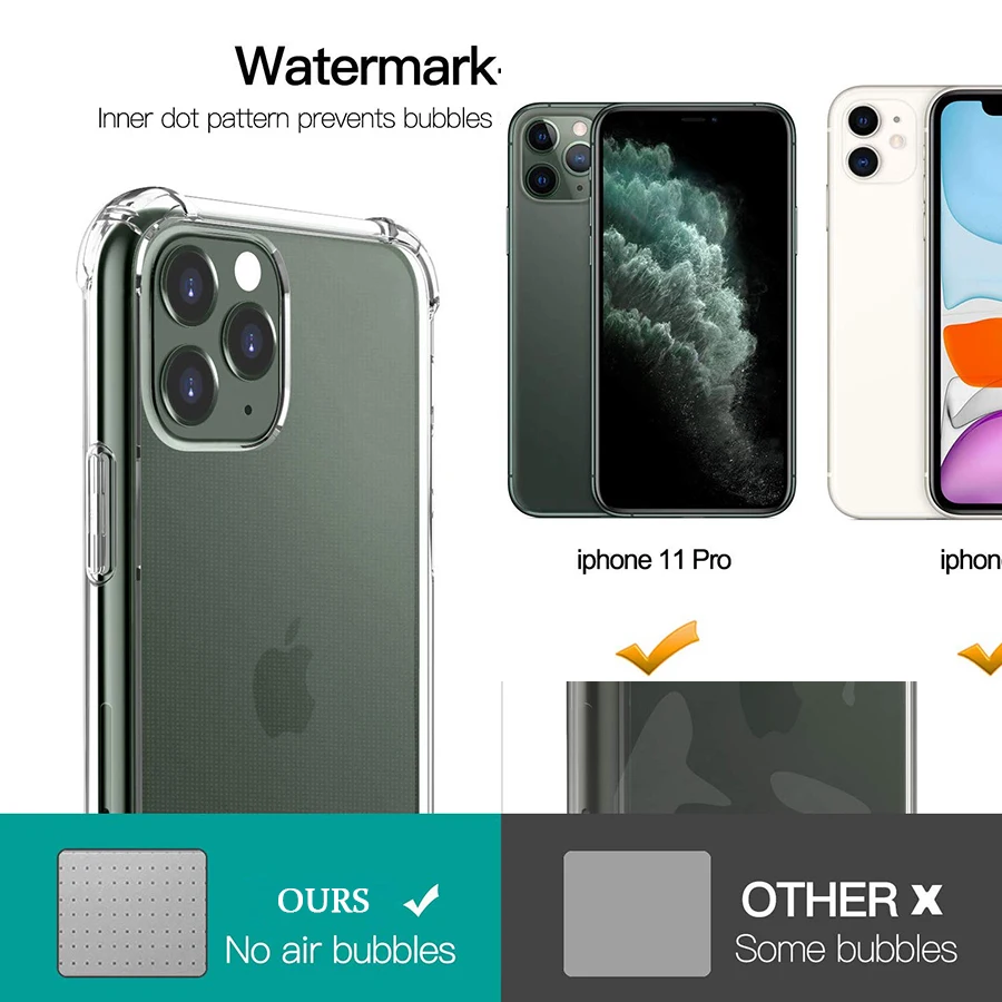 Противоударный бампер прозрачный силиконовый чехол для телефона iPhone 11 Pro Max