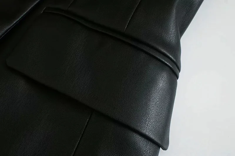 Женский двубортный Блейзер Za черный блейзер из искусственной кожи Осенний с