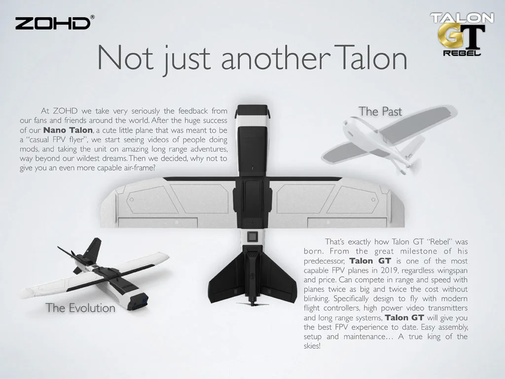 ZOHD Talon GT Rebel 1000 мм размах крыльев V-Tail BEPP FPV Самолет RC самолет Летающий крыло PNP
