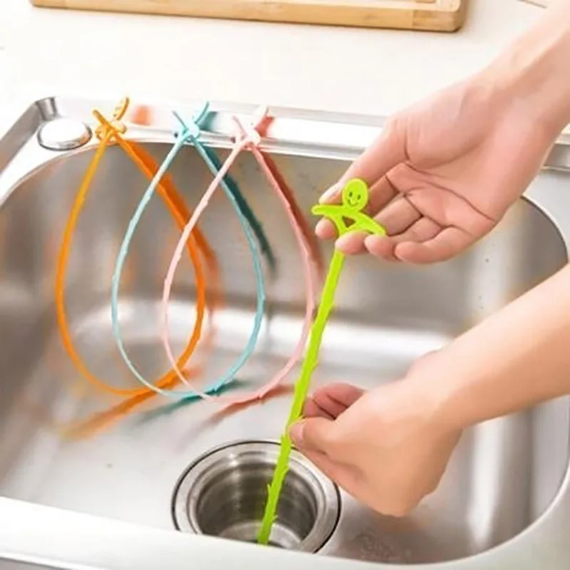 

Drain Snake Clog Hair Removal Cleaning Tool Smiling Face Kitchen Drain Auger Clog Remover for Sink, Tube Drain Cleaning
