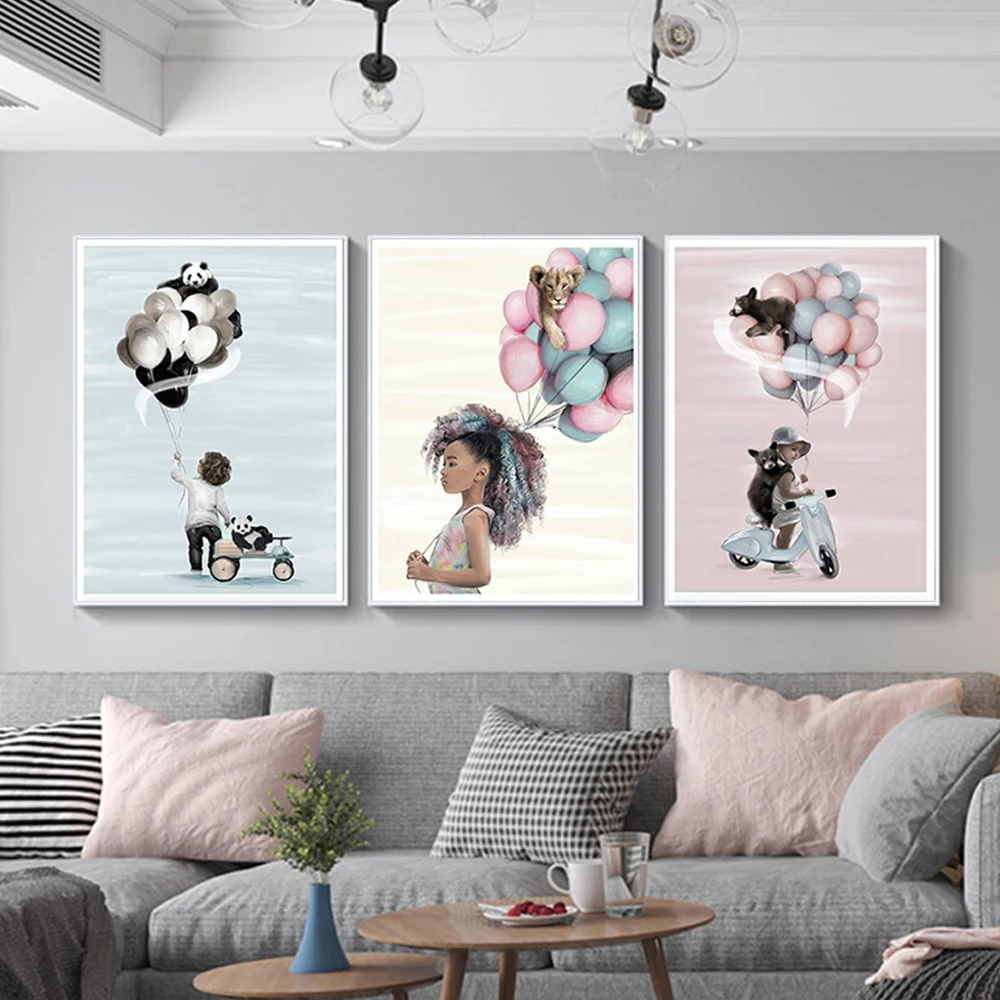 

Bear Balloon Animal Poster Nursery Child Canvas Painting Cartoon Art Print Nordic Wall Picture For Baby Bedroom Home Decor