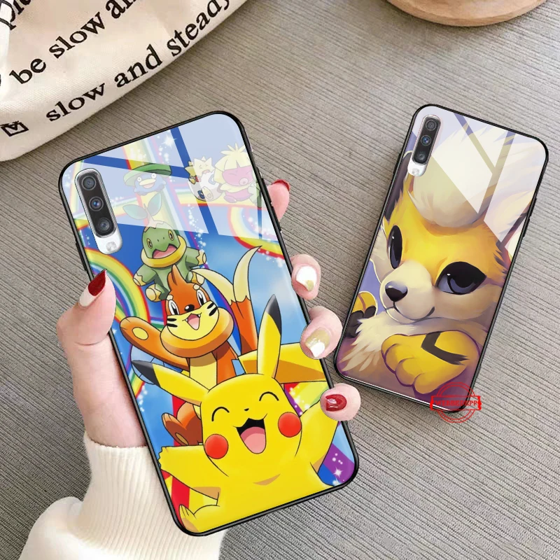 

Pika Go PokeBall animal Glass Case for Samsung S7 Edge S8 S9 S10 Plus A10 A20 A30 A40 A50 A60 A70 Note 8 9 10