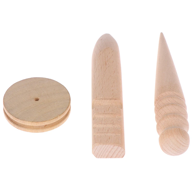 

1/3pcs Wooden Leathercraft Round Wood Edge Slicker Craft Leather Edge Slicking Burnishing Supplies Professional Perfect