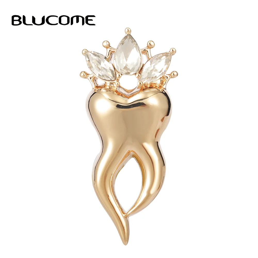 Blucome Стразы в форме короны брошь зуба корсаж стоматолог подарки броши для мужчин